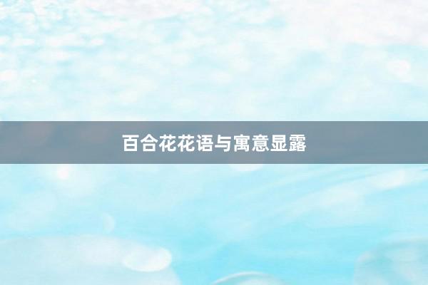 百合花花语与寓意显露